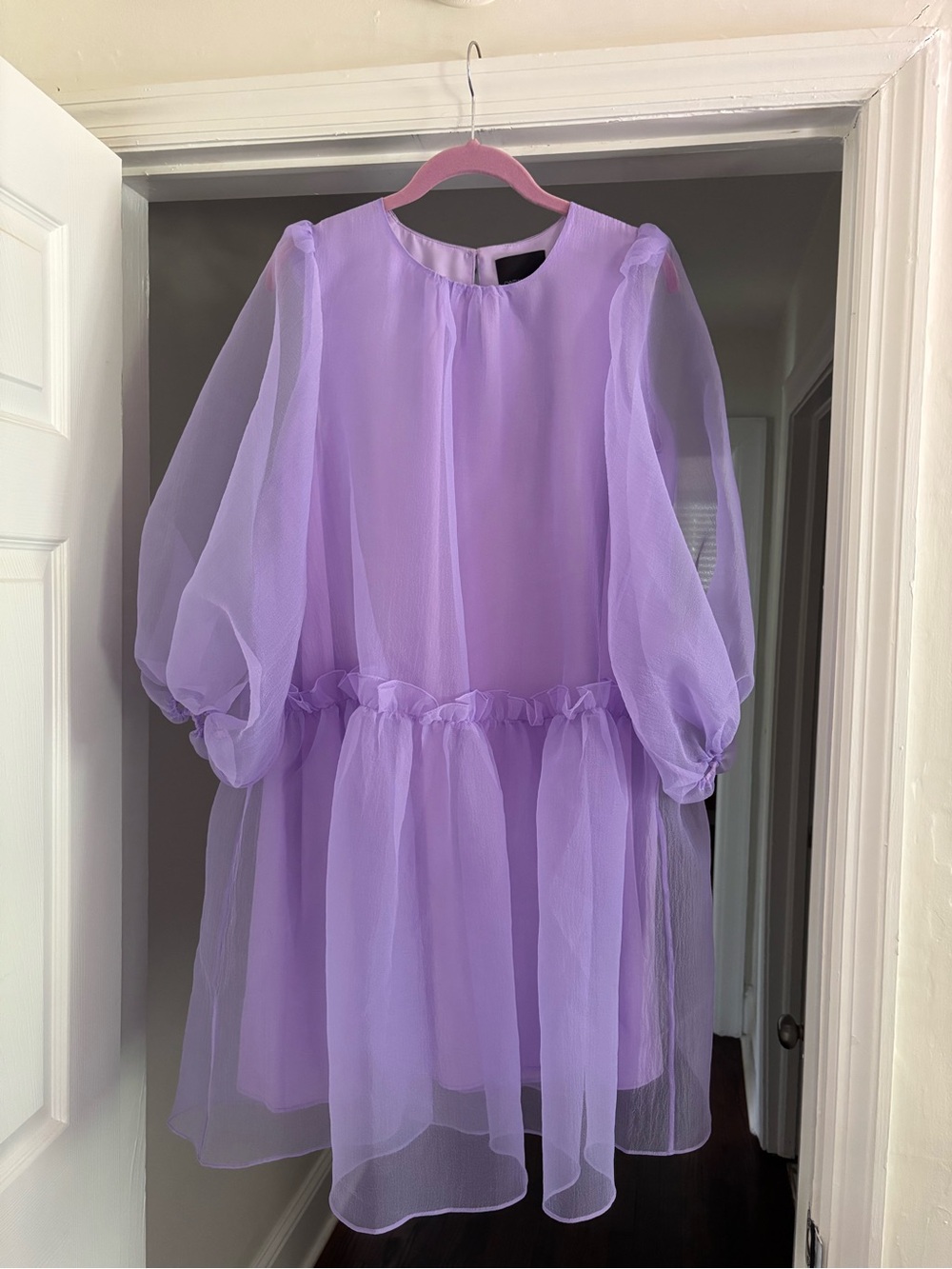 Cynthia Rowley Tallulah Puff-Sleeve Organza Dress Size Small Lavender